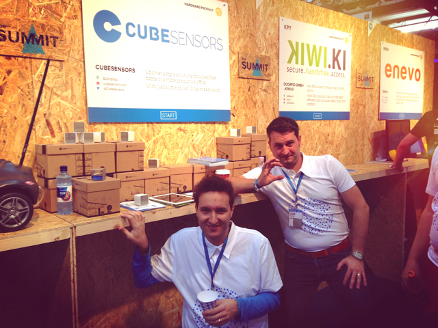 CubeSensors CTO Marko and Designer Leon at the Web Summit stand